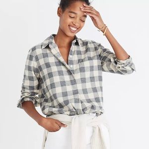 NWT Madewell grey plaid popover shirt